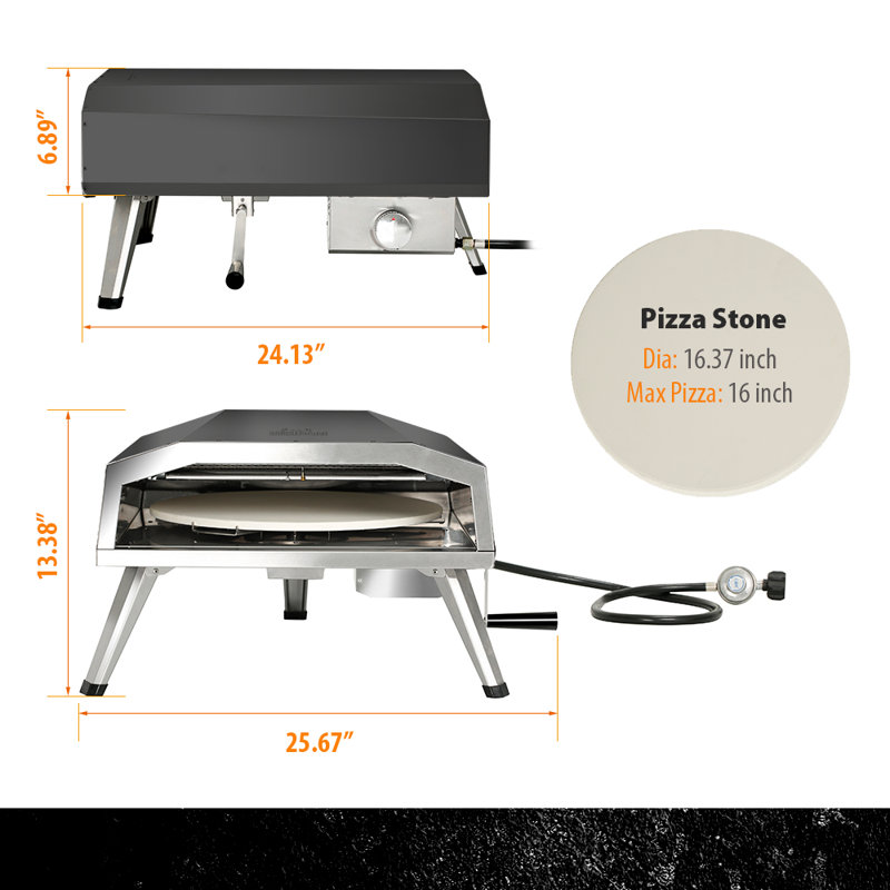 Big Horn Outdoors Stainless Steel Countertop Propane Pizza Oven, Stainless Steel