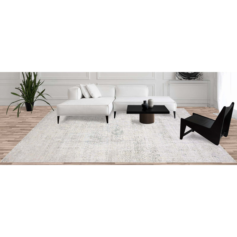 Handmade Silk and Wool Area Rug, Rectangle 10' x 14'