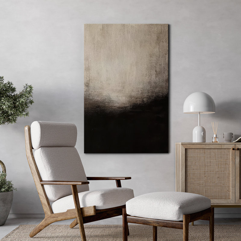 Impression sur toile abstraite noire et grise sur toile pour la décoration de salon, H 48 po x l 32 po, Toile tendue