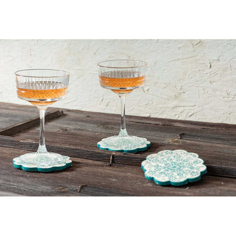 Hand Painted Ceramic Ceramic Coaster, White