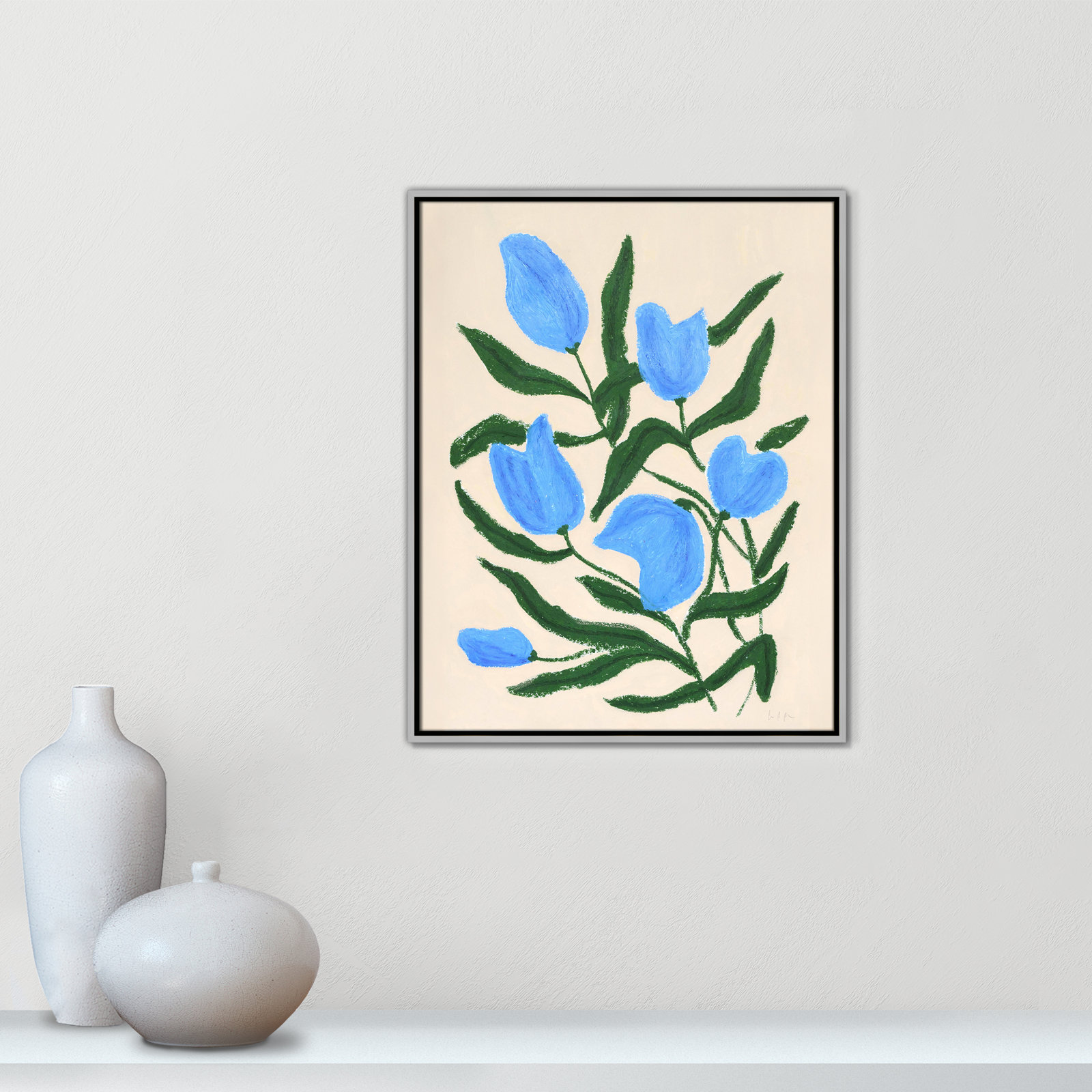Blue Tulips Print by Camilla Bergqvist, 29.5" H x 23.5" W, Silver