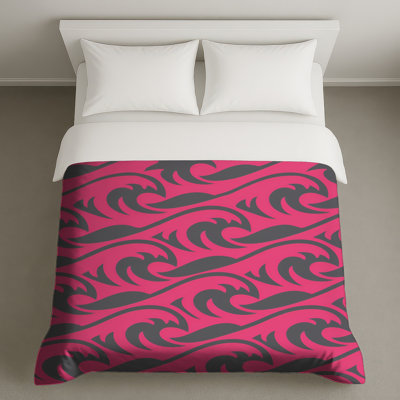 Housses de couette à motif de vagues roses et grises