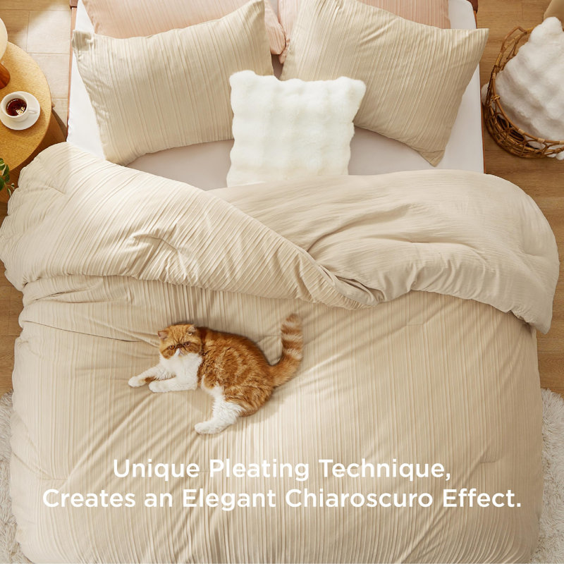 Ensemble de literie Fluffy, Édredon très grand et 3 pièces supplémentaires, Beige