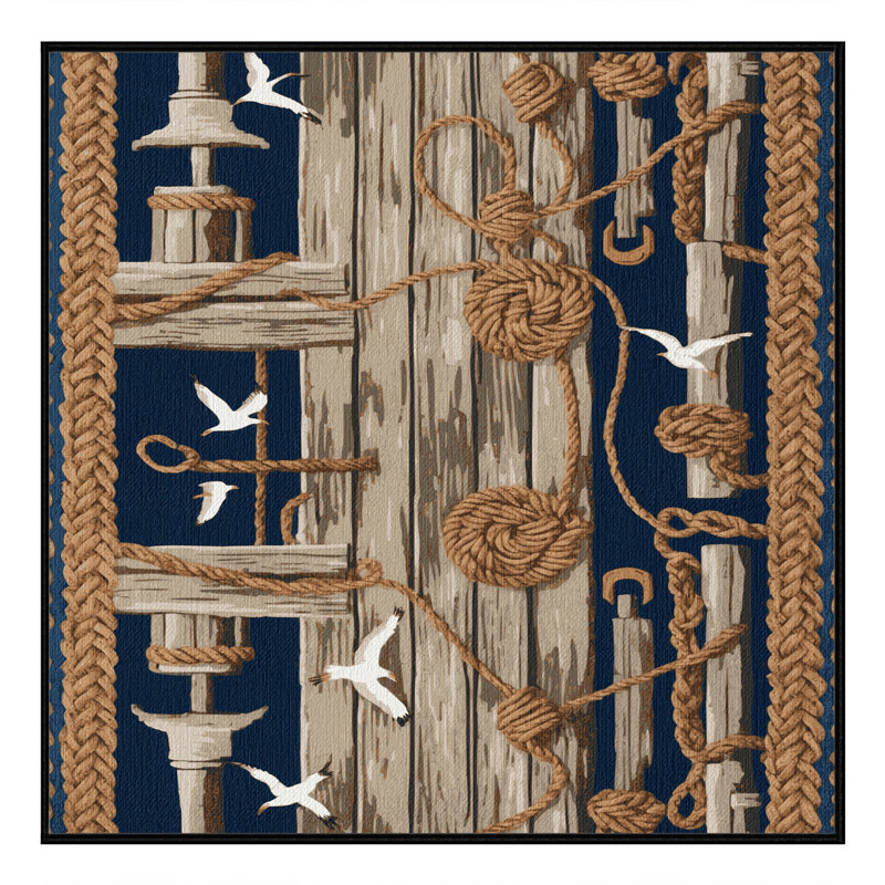  Tapis nautique lavable Pier designs, Carré 5 pi