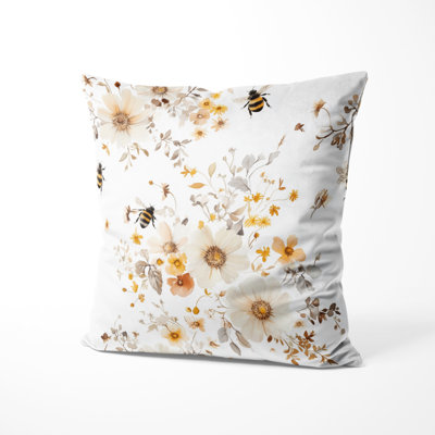 Country Farmhouse Decorative Throw Pillow - Yellow Nectar Garden Printed Cushion