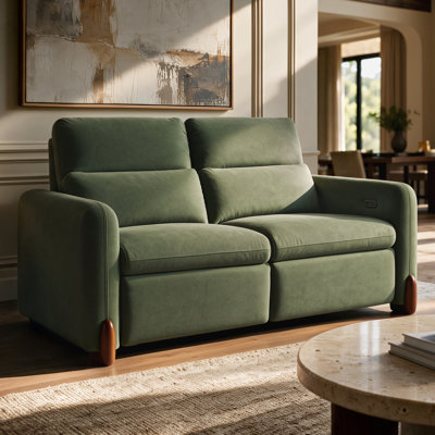 97" Zero-Wall Power Reclining Loveseat with Memory Foam & Lumbar Support, Solid Rubberwood Legs