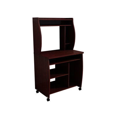 Chariot utilitaire avec support à épices sur roulettes verrouillables, dos ouvert pour écran d'ordinateur pour micro-ondes, glissières d'extension de tablette coulissante en métal, rangement pour divers articles en mobilité, plateau à ustensiles 3/4 glissières