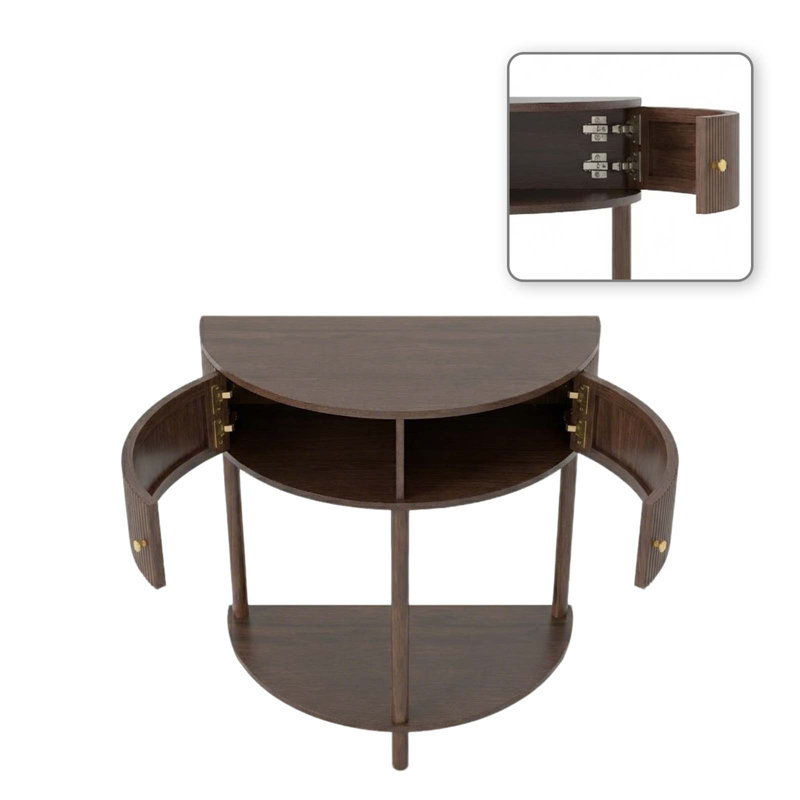 Console moderne avec tiroirs à texture ondulée et tablette inférieure pour le hall d'entrée ou le salon, Brun