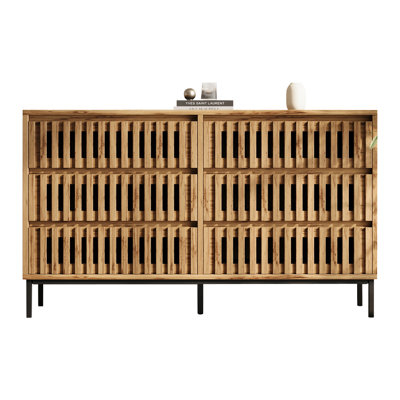 Iron 120 cm W Chest of 6 Drawers