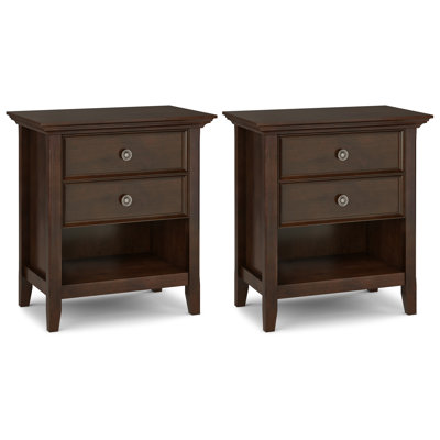 Ensemble de 2 tables de chevet Amherst en bois massif brun roux (ensemble de 2)