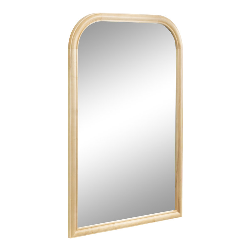 Natural Arched Wooden Wall Mirror 36" x 24"