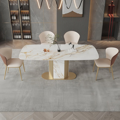 Modern Rectangular Rock Slab Dining Table Sets