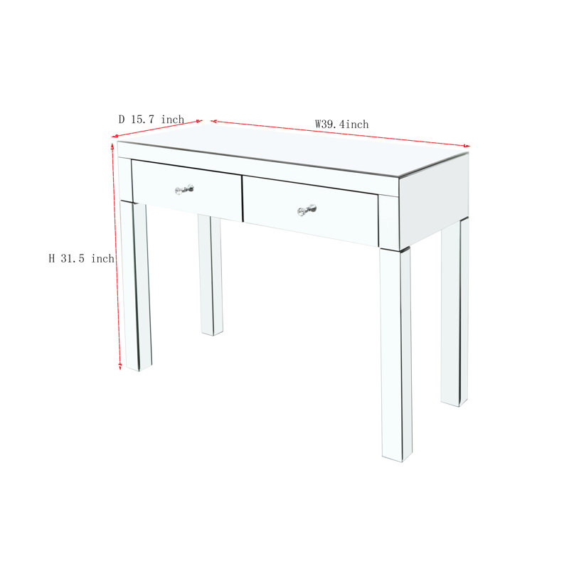 Bureau de chambre à coucher moderne avec tiroirs et miroir - construction rectangulaire pour un style pratique