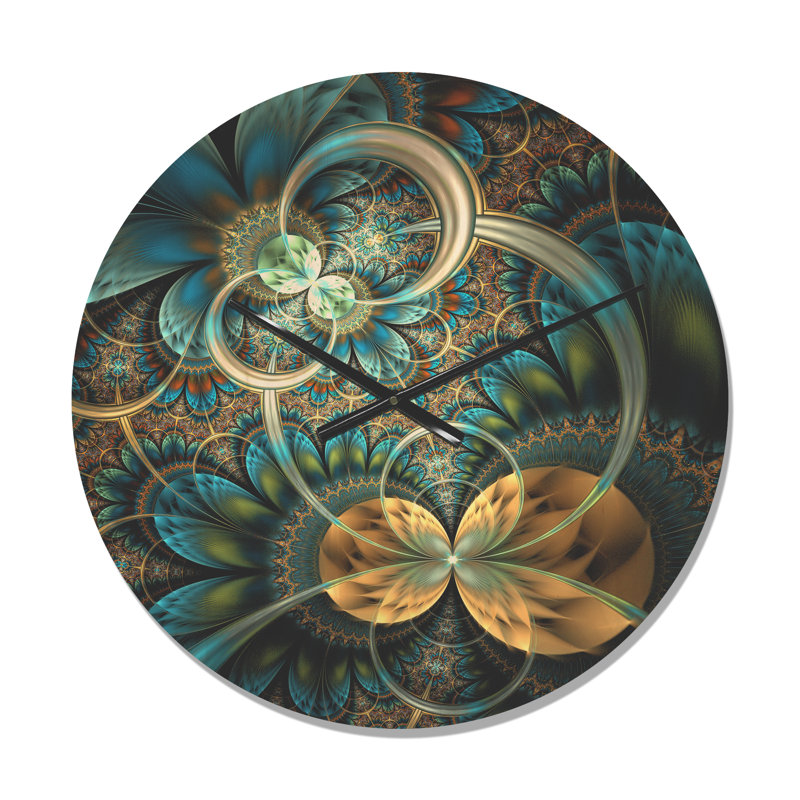 Horloge murale avec fleur fractale symétrique, Moyen