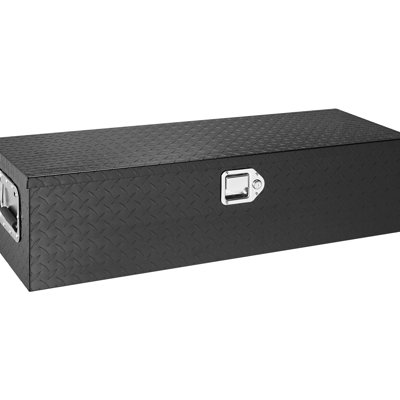 Heavy - Duty Diamond Plate Truck Tool Box For And Trailers, 39"x13"x10", Secure Storage Spacious Black Aluminum With Side Handle Locking System, Pickup