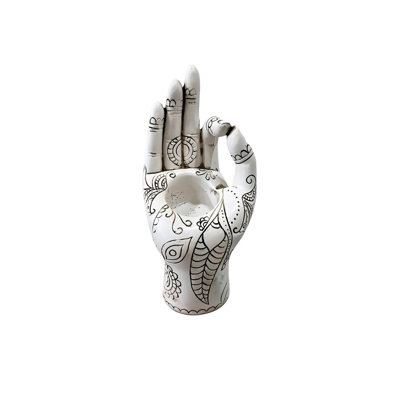 White Buddha Hand Candle  For Home Decor Resin Palm Statue For Room Yoga Sculpture For Bedroom Shelf