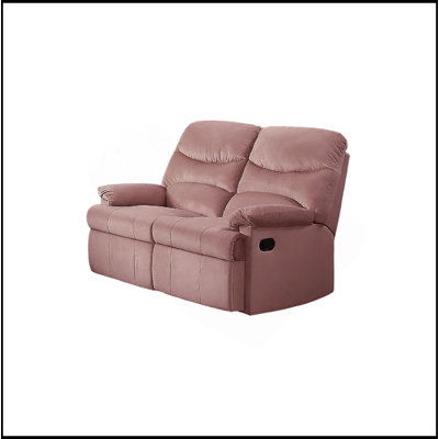 Canapé inclinable à 2 places luxueux en velours rosé luxueux avec accoudoirs à mouvement manuel et moelleux