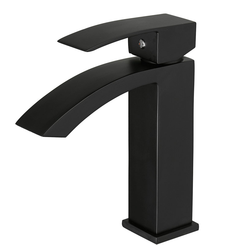 Contemporary Black Vanity Faucet, Deck-Mounted Single Hole Basin Faucet With Aluminium Alloy And Side Modern Bathroom Sink Tap Geometric Shape