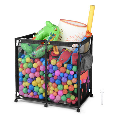 Yescom Metal Frame Large Mesh Pool Float Storage Bin 6 Wheels Rolling Storage Cart 36"x24"x35"