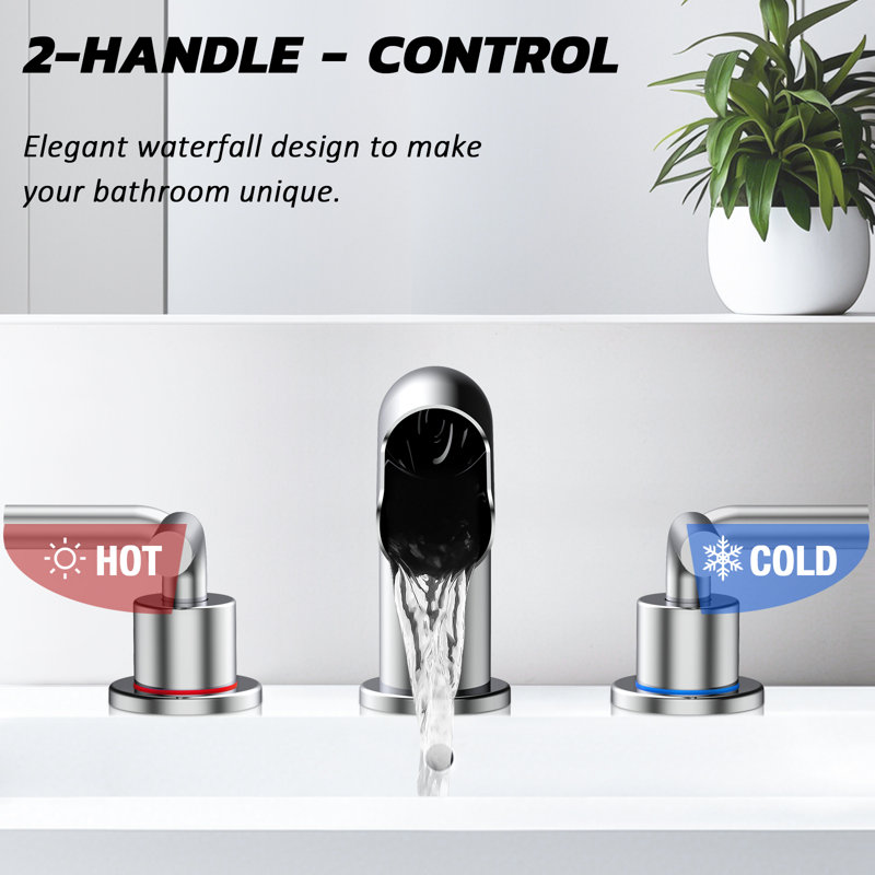 2-handle Bathroom Faucet with Drain Assembly, Chrome