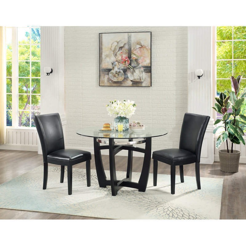 Gursharon 3 - Piece Dining Set, 30.94" H x 48" L x 48" W, Black