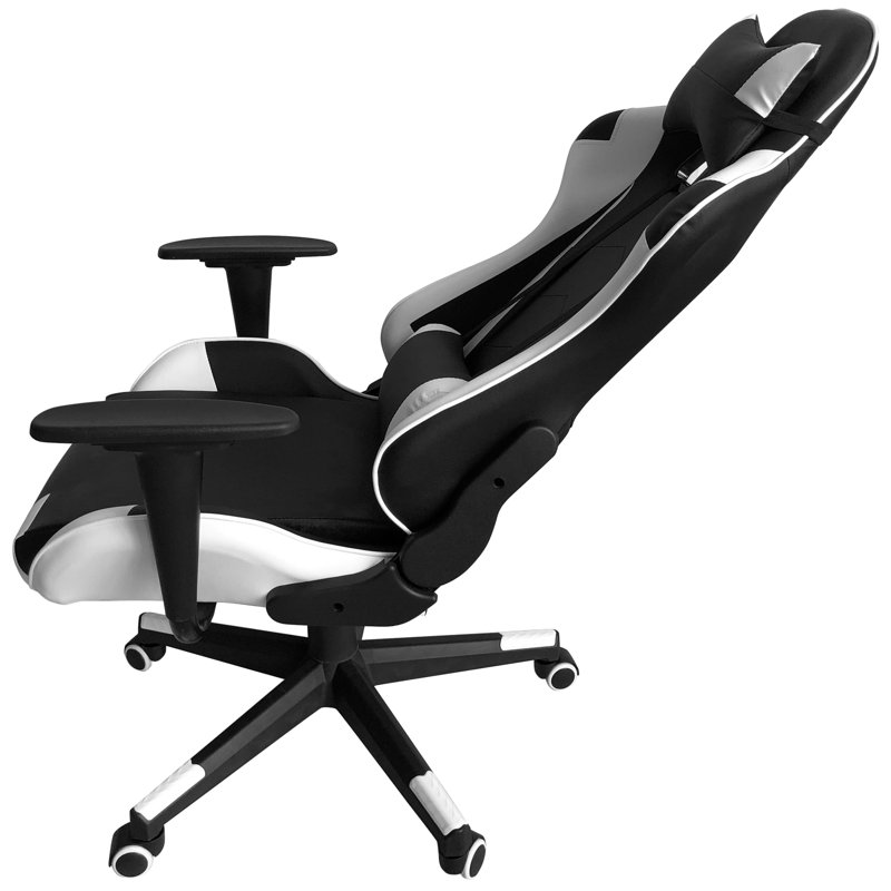 Inbox Zero Reclining and Adjustable Height PC & Racing Game Chair, Black/White