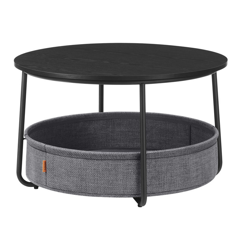Round Centre Table With Fabric Basket, Black/Grey