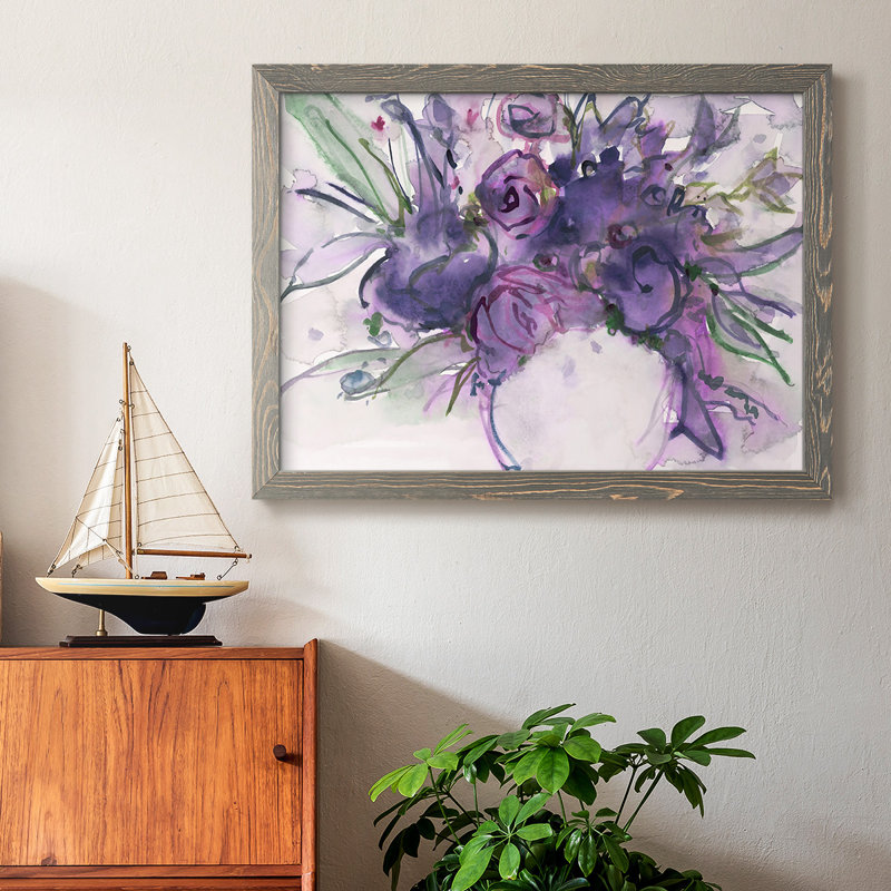 Lavender Floral Splendor I, reproduction d'art sur toile, Encadré gris, H 18 po x l 26 po x P 1,5 po