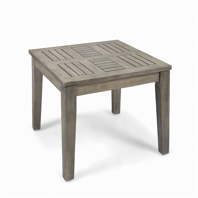 Table d'appoint en bois d'acacia Hampton, l 20 po x P 20 po x H 15,75 po, Gris
