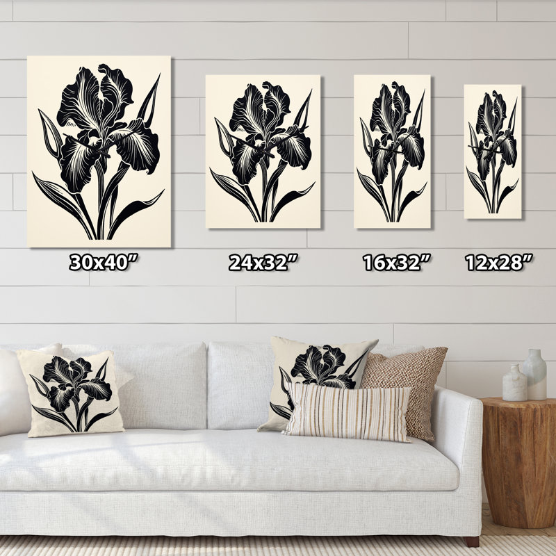 Iris monochromes en noir et I - horloges murales Iris, Grand