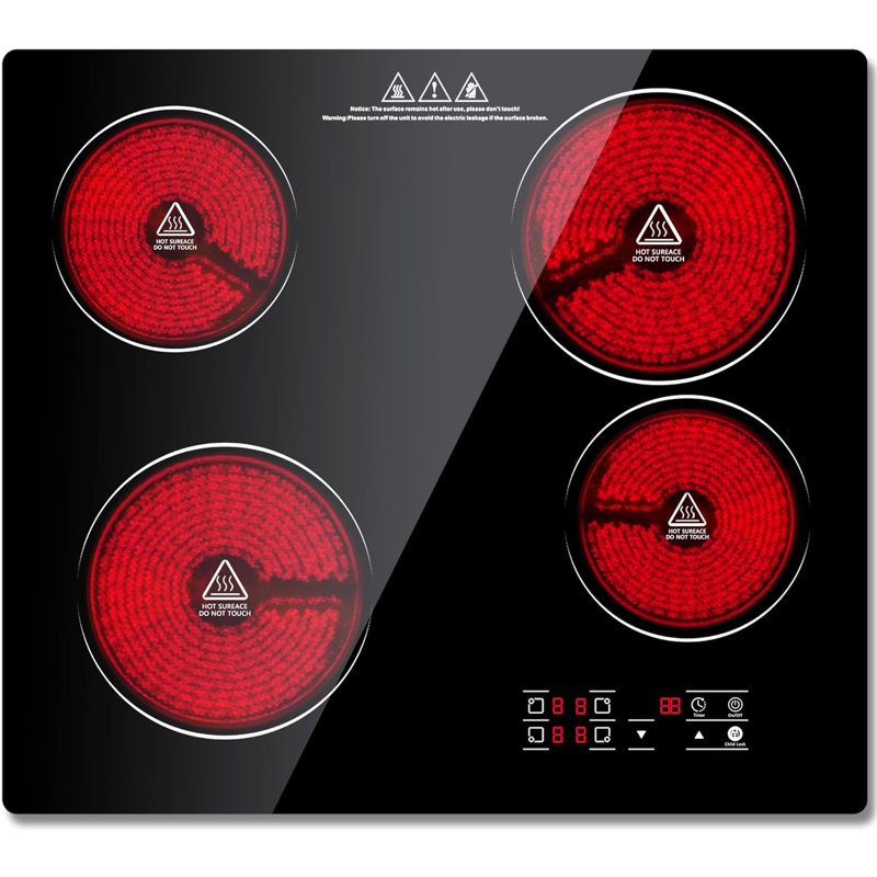 Plaque de cuisson électrique noire à 4 brûleurs 23,22 po KADORER