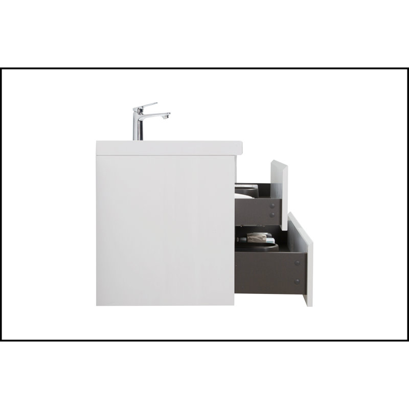 Meuble-lavabo mural 36 po, Blanc lustré