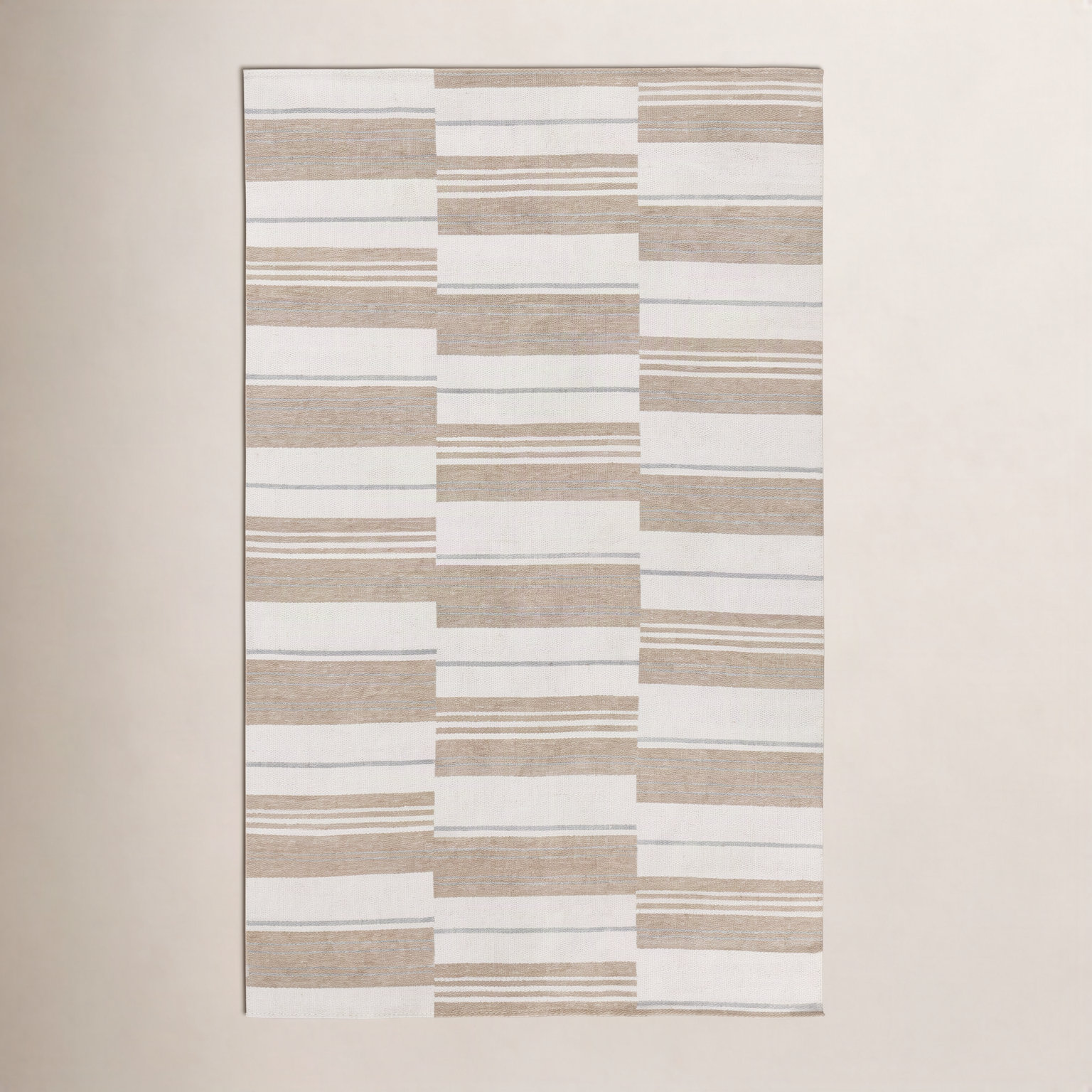 Cintra Ivory Hand-Woven Striped Outdoor Rug, Rectangle 5' x 8'