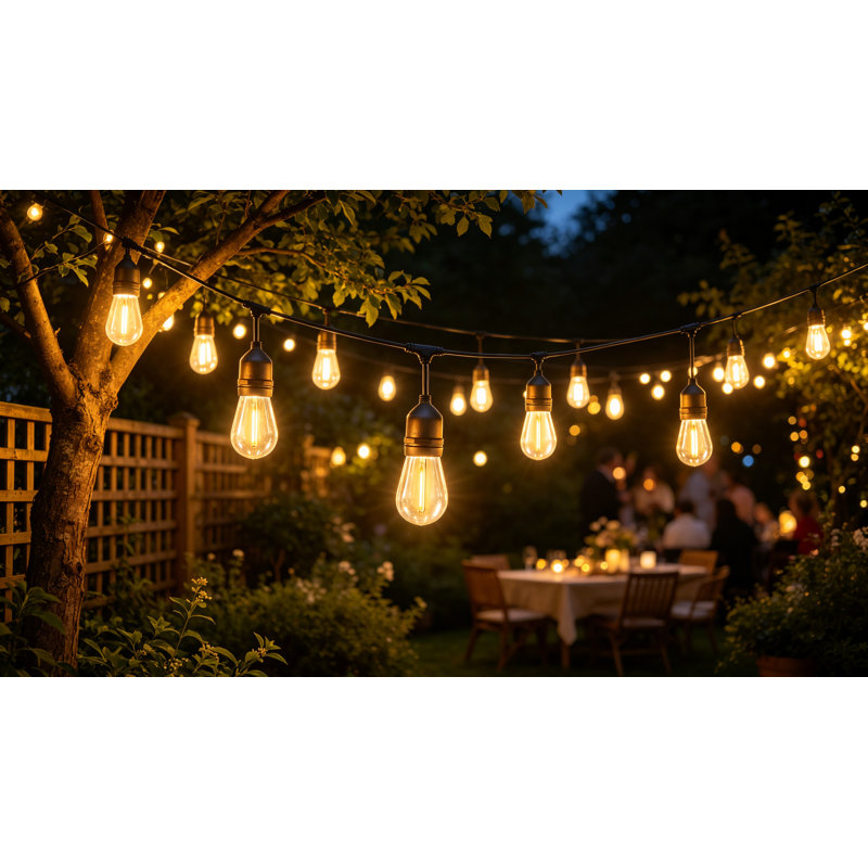 36FT LED Outdoor String Lights, Edison Shatterproof Bulbs Weatherproof
