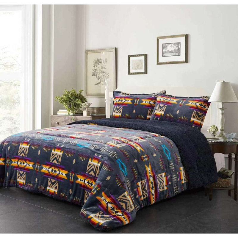 Ensemble d'édredon doublé sherpa pour grand lit Queen Foundry Select, Très grand, Bleu royal
