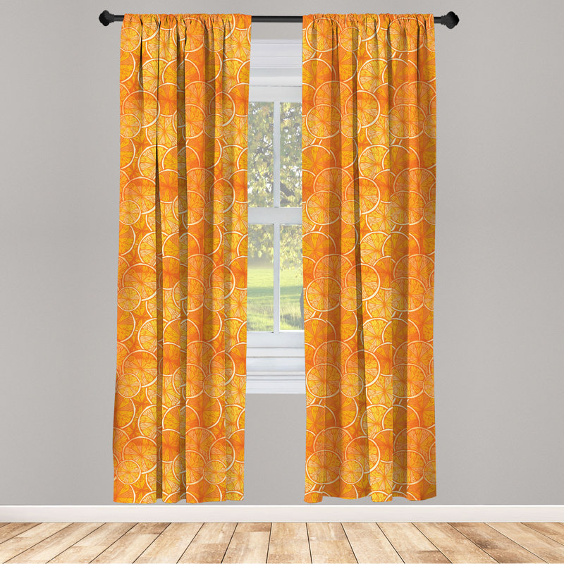 Tangerine Semi-Sheer Rod Pocket Curtain Panels, 28" x 95"