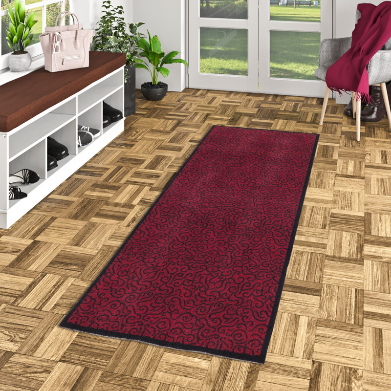 Jeffcoat Kitchen Mat, 0.5cm H x  90cm W x 120cm D, Red