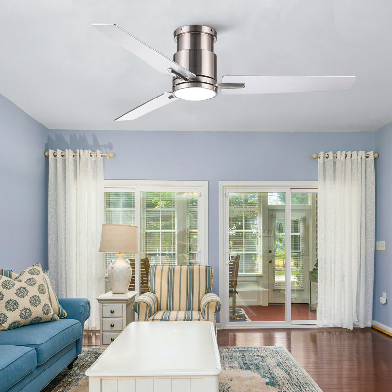 Ventilateur de plafond 52 po avec lumière Lowe, Nickel brossé, Nickel brossé