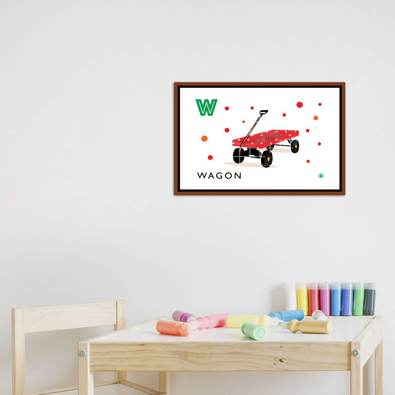 «W Is for Wagon» - impression, Pas de tapis, Toile avec cadre brun, H 18 po x l 26 po x P 1,5 po