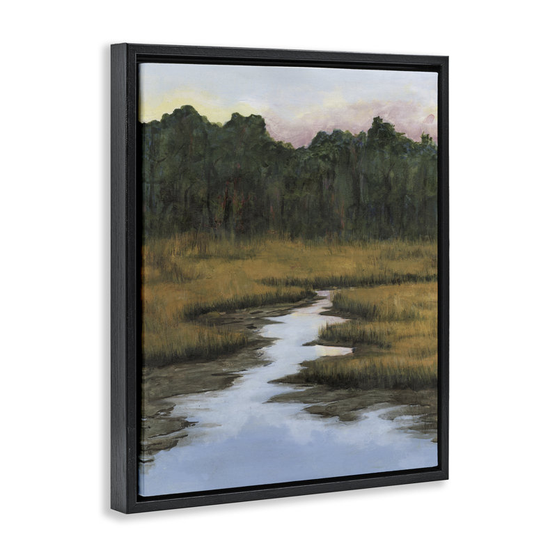 Art mural encadré flottant "Peaceful River" par Grace Popp, Cadre flottant noir de jais, H 31 po x l 25 po