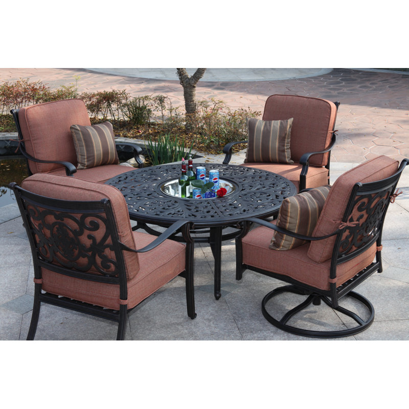 Cartee 4 - Person Patio Conversation Set with Cushions, Aura Honey