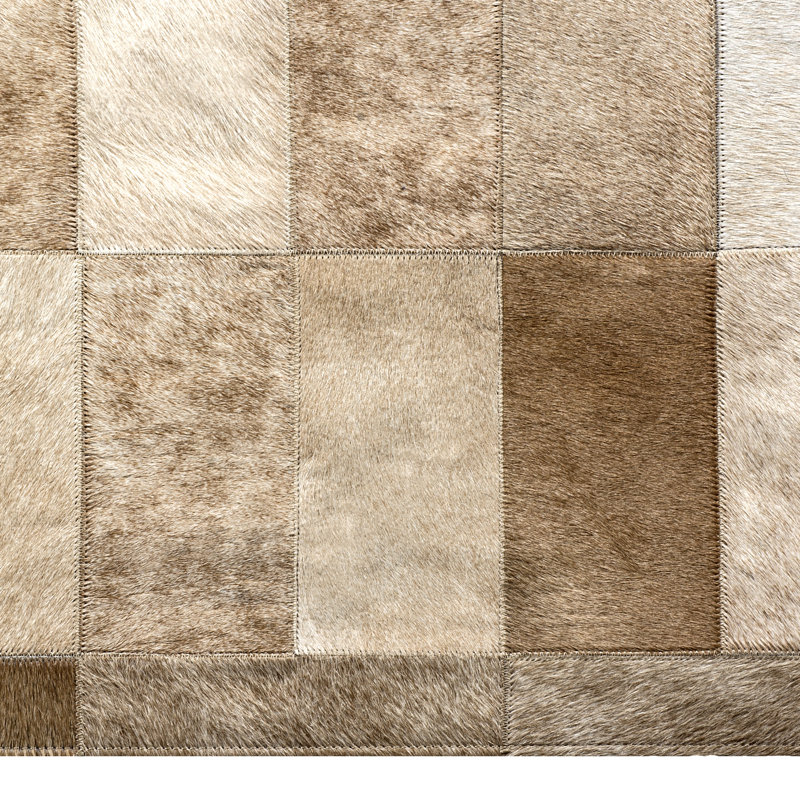 Daedalus Cowhide Geometric Area Rug, Rectangle 5' x 8'