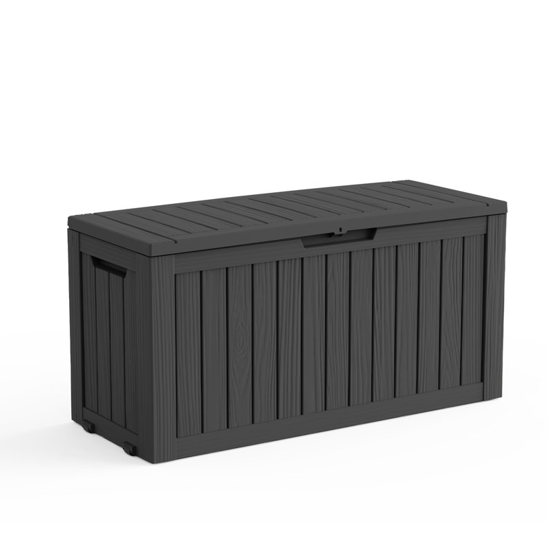 Boîte de rangement verrouillable en résine résistante à l'eau de 46,09 po et 75 gallons (noire), Noir