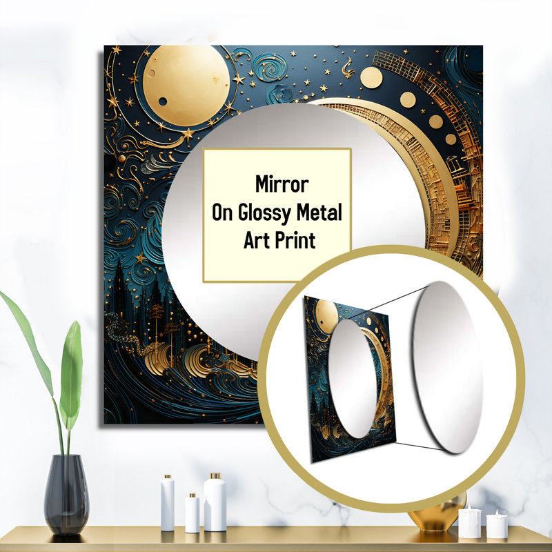 Anoosha - Moon Large Square Mirror For Wall Art Decor, 23" x 23"