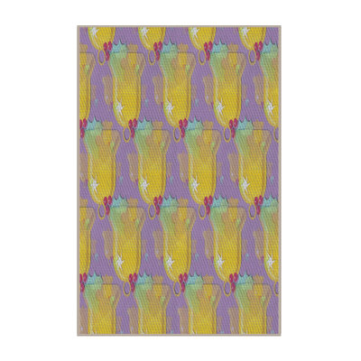 Tapis vert/brun à motifs