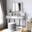 Bureau de coiffeuse avec miroir Hollywood 3 couleurs et 4 tiroirs-2100103855