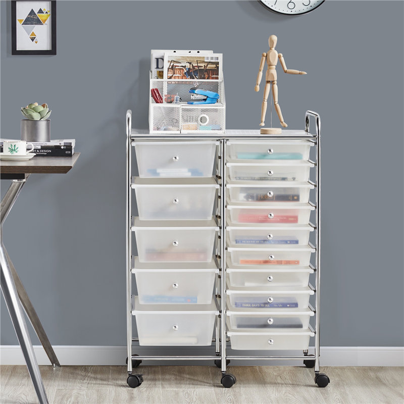 91cm H x 63cm W Utility Storage Cart with Wheels, White