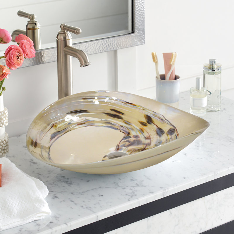 Murano Glass Handmade Oval Vessel Bathroom Sink, Corallina