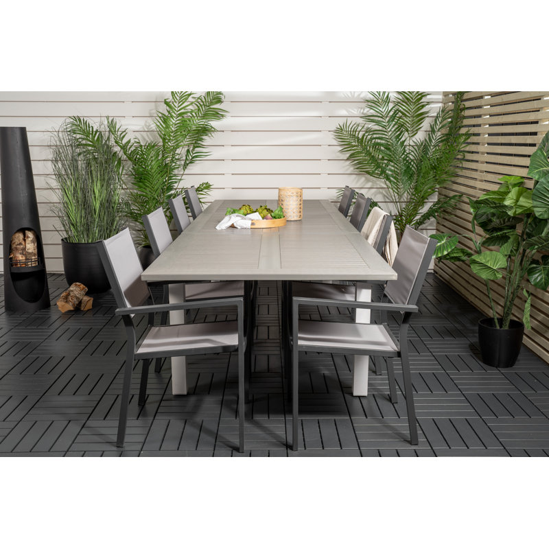 Jayesh 8 - Person Acacia Patio Dining Set with Extendable Rectangular Table, Grey
