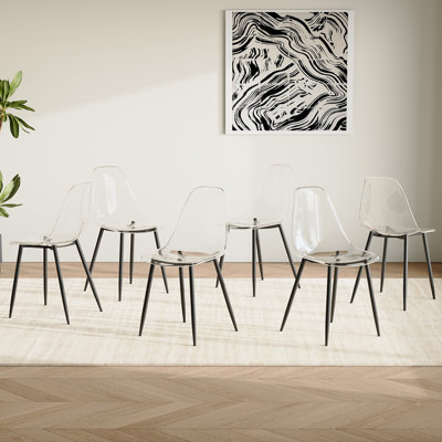 Chaises de salle à manger transparentes avec pieds en métal pour la cuisine et la salle à manger
